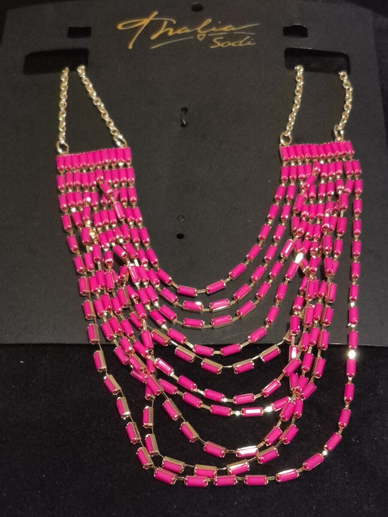 Thalia Sodi Jewelry - Thalia Sodi Hot Pink Multi-Strand Chain Necklace with Gold Accents